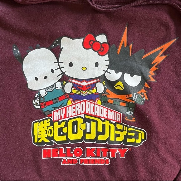 My Hero Academia Hello Kitty and Friends Burgundy Hoodie men’s size L - Picture 3 of 8